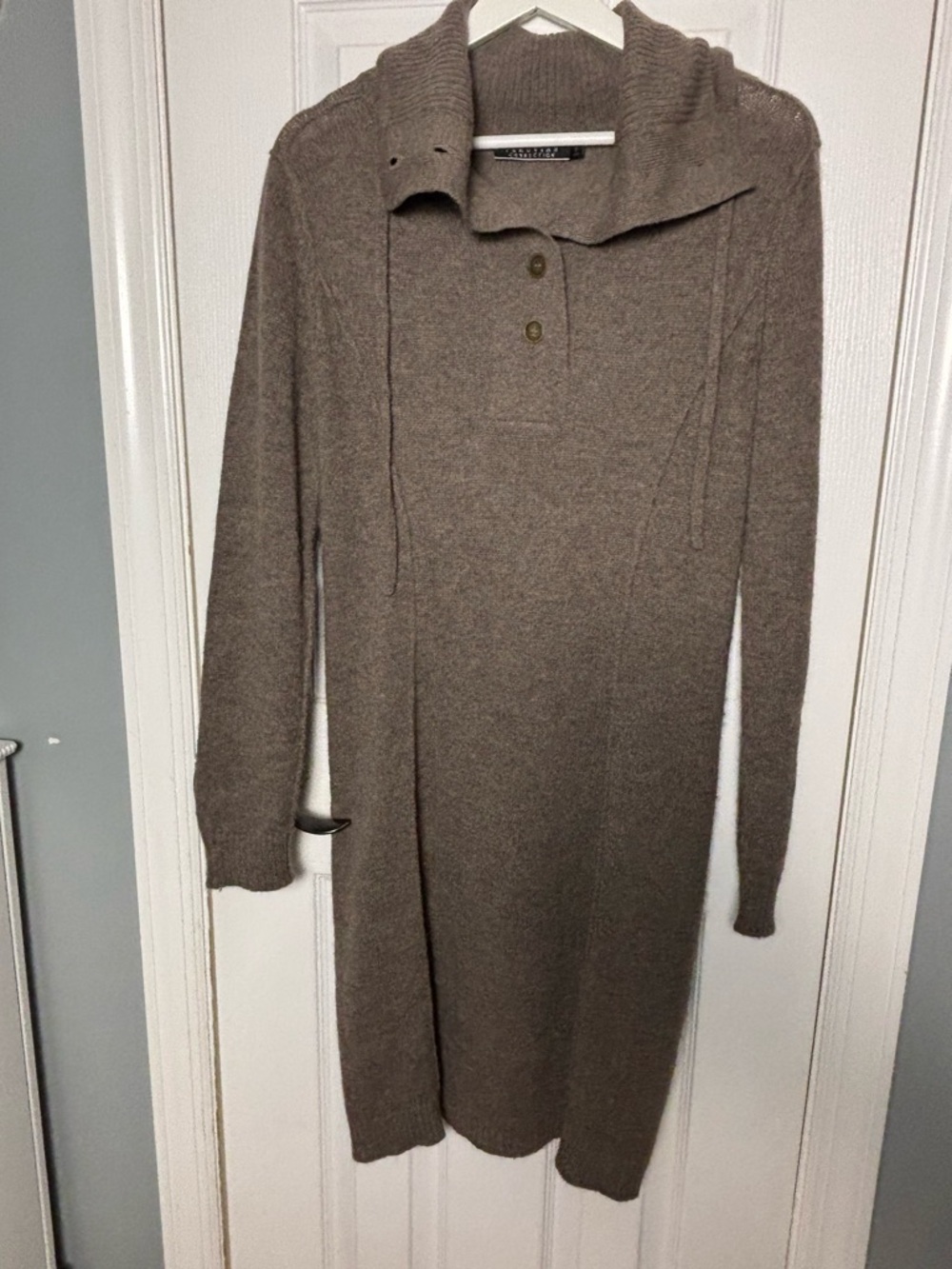 Peruvian Connection 100% Alpaca Sweater Dress Small Brown Midi Long Sleeve Small